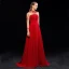 Chic / Belle Bordeaux Robe De Soirée 2019 Princesse Col Haut Perlage Cristal 3/4 Manches Dos Nu Train De Balayage Robe De Ceremonie