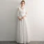 Élégant Ivoire Robe De Soirée 2019 Princesse Encolure Dégagée Gland 3/4 Manches Longue Robe De Ceremonie