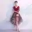 Modern / Fashion Burgundy Cocktail Dresses 2019 A-Line / Princess V-Neck Appliques Bow 1/2 Sleeves Backless Asymmetrical Formal Dresses