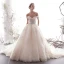 Luxury / Gorgeous Ivory Wedding Dresses 2019 A-Line / Princess Off-The-Shoulder Beading Crystal Lace Flower Sleeveless Backless Cathedral Train