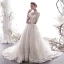 Elegant Ivory Wedding Dresses A-Line / Princess 2019 High Neck Beading Lace Flower 3/4 Sleeve Chapel Train