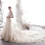 Luxury / Gorgeous Ivory Wedding Dresses 2019 A-Line / Princess Off-The-Shoulder Beading Lace Flower Short Sleeve Backless Royal Train