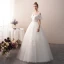 Charming Ivory Wedding Dresses 2019 A-Line / Princess Spaghetti Straps Beading Lace Flower Short Sleeve Backless Floor-Length / Long