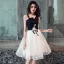 Modern / Fashion Black Homecoming Graduation Dresses 2019 A-Line / Princess Lace Appliques Star Shoulders Sleeveless Backless Knee-Length Formal Dresses