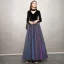 Sjarmerende Svart Stjernehimmelen Selskapskjoler 2019 Prinsesse Høy Hals Suede Glitter Polyester 3/4 Ermer Lange Formelle Kjoler