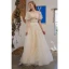 Charming Champagne Butterfly Prom Dresses 2021 A-Line / Princess Square Neckline Short Sleeve Backless Floor-Length / Long Formal Dresses