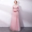 Chic / Belle Perle Rose Robe De Soirée 2018 Princesse Paillettes Appliques De l'épaule Dos Nu Manches Courtes Longue Robe De Ceremonie