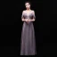 Charming Silver Evening Dresses  2019 A-Line / Princess V-Neck Glitter Polyester Lace Flower Sleeveless Backless Floor-Length / Long Formal Dresses