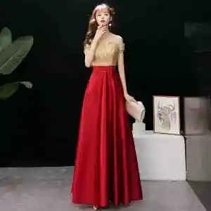 Charmant Doré Robe De Soirée Princesse 2019 De L Épaule Paillettes Gland Manches Courtes Dos Nu Longue Robe De Ceremonie