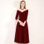 Chic / Beautiful Burgundy Homecoming Graduation Dresses 2019 A-Line / Princess Suede V-Neck Bow 3/4 Sleeve Backless Tea-length Formal Dresses