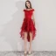 Chic / Beautiful Burgundy Cocktail Dresses 2019 A-Line / Princess V-Neck Sleeveless Ruffle Asymmetrical Formal Dresses