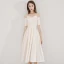Chic / Beautiful Champagne Homecoming Graduation Dresses 2019 A-Line / Princess Off-The-Shoulder Short Sleeve Backless Tea-length Formal Dresses