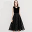 Modern / Fashion Black Homecoming Graduation Dresses 2019 A-Line / Princess V-Neck Lace Star Suede Bow Sleeveless Backless Tea-length Formal Dresses