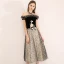 Chic / Beautiful Black Homecoming Graduation Dresses 2019 A-Line / Princess Off-The-Shoulder Suede Appliques Lace Spotted Sleeveless Backless Tea-length Formal Dresses
