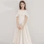 Modest / Simple Champagne Homecoming Graduation Dresses 2019 A-Line / Princess Scoop Neck Short Sleeve Tea-length Formal Dresses