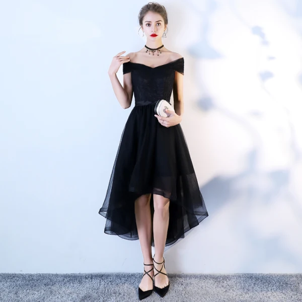 Chic Beautiful Black Homecoming Graduation Dresses 2018 A-Line Princess Bow Backless