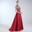 Luxury / Gorgeous Burgundy Evening Dresses  2019 A-Line / Princess High Neck Lace Sequins Short Sleeve Floor-Length / Long Formal Dresses
