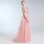 Luxe Rougissant Rose Fait main Perlage Robe De Soirée 2019 Princesse V-Cou Appliques Cristal Paillettes Noeud 1/2 Manches Longue Robe De Ceremonie