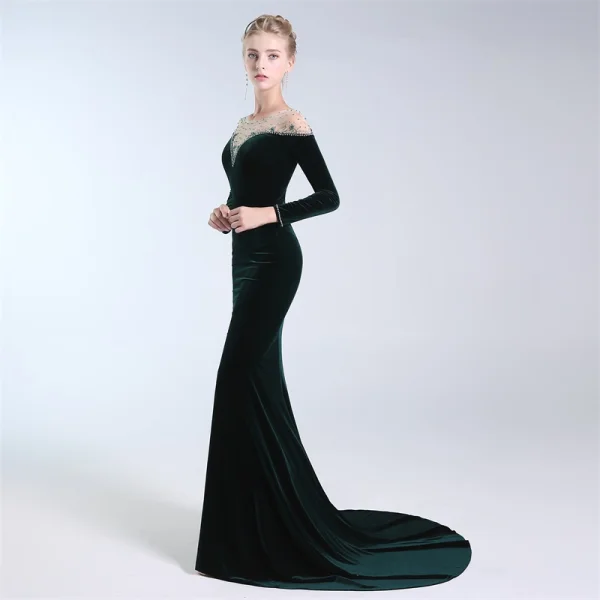 black and green formal dresses Black Girl Prom Dresses Long Mermaid Green Prom Gown With Train cc371 –  CherryPromDress