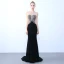 Sexy Black Evening Dresses  2019 Trumpet / Mermaid Scoop Neck Beading Sequins Rhinestone Sleeveless Backless Sweep Train Formal Dresses