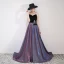 Sjarmerende Purple Stjernehimmelen Selskapskjoler 2019 Prinsesse Suede Strapless Glitter Polyester Appliques Uten Ermer Ryggløse Feie Tog Formelle Kjoler