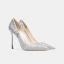 Sparkly Silver Wedding Shoes 2021 Leather Sequins 10 cm Stiletto Heels Pointed Toe Wedding Pumps High Heels