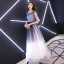 Charmant Grape Dégradé De Couleur 2019 Princesse Robe De Soirée Encolure Dégagée Paillettes Métal Ceinture Sans Manches Dos Nu Longue Robe De Ceremonie