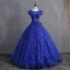 Chic / Beautiful Royal Blue Prom Dresses 2019 A-Line / Princess Scoop Neck Bow Pearl Sequins Sleeveless Backless Floor-Length / Long Formal Dresses