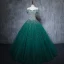 Vintage / Retro Dark Green Handmade  Beading Prom Dresses 2019 A-Line / Princess Off-The-Shoulder Sequins Sleeveless Backless Floor-Length / Long Formal Dresses