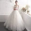 Chic / Beautiful Ivory Wedding Dresses 2019 A-Line / Princess V-Neck Beading Pearl Lace Flower 3/4 Sleeve Backless Floor-Length / Long