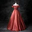 Elegant Watermelon Prom Dresses 2025 Ball Gown Off-The-Shoulder Ruffle Short Sleeve Backless Floor-Length / Long Prom Formal Dresses
