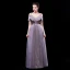 Chic / Beautiful Purple Evening Dresses  2019 A-Line / Princess Spaghetti Straps Glitter Polyester Short Sleeve Backless Floor-Length / Long Formal Dresses