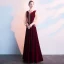 Chic / Beautiful Burgundy Evening Dresses  2019 A-Line / Princess V-Neck Long Sleeve Floor-Length / Long Formal Dresses