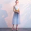 Chic / Belle Dégradé De Couleur de retour Robe De Graduation 2018 Princesse Appliques Titulaire Dos Nu Sans Manches Mi-Longues Robe De Ceremonie