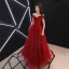 Chic / Beautiful Burgundy Evening Dresses  2019 A-Line / Princess Off-The-Shoulder Beading Crystal Sleeveless Backless Floor-Length / Long Formal Dresses