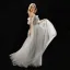 Chic / Belle Gris Robe De Soirée 2019 Princesse Bretelles Spaghetti En Dentelle Fleur Perlage Paillettes Volants Manches Courtes Dos Nu Longue Robe De Ceremonie