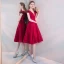 Chic / Beautiful Burgundy Homecoming Graduation Dresses 2019 A-Line / Princess Deep V-Neck Beading Lace Flower Cap Sleeves Backless Tea-length Formal Dresses