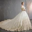Luxury / Gorgeous Champagne 2019 Wedding Dresses Ball Gown Off-The-Shoulder Buttons Lace Flower Sleeveless Backless Royal Train