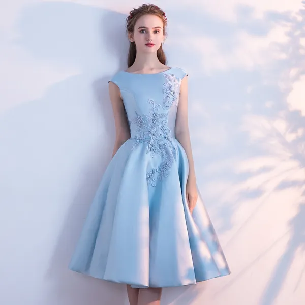 Chic / Beautiful Sky Blue Homecoming Graduation Dresses 2018 A-Line ...