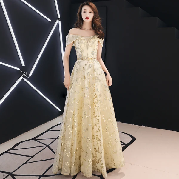evening dresses gold color Cicinia Gold Prom Dress Long Sequins Sheath Slit Evening Gown