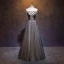 Elegant Black Prom Dresses A-Line / Princess Off-The-Shoulder Beading Crystal Appliques Short Sleeve Backless Bow Floor-Length / Long Formal Dresses
