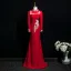 Vintage / Retro Burgundy Beading Sequins Lace Flower Evening Dresses 2025 Trumpet / Mermaid High Neck Long Sleeve Floor-Length / Long Evening Party Formal Dresses