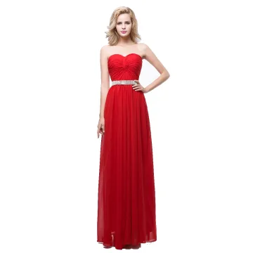 Modest Simple Red Chiffon Evening Dresses 2018 Empire Sweetheart Sleeveless Rhinestone Sash Floor Length Long Ruffle Backless Formal Dresses