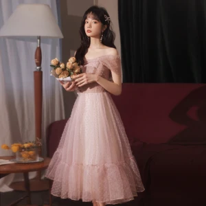 Simple Rose Sombre Robe De Graduation 2021 Princesse De Retour Une Épaule Sans Manches Dos Nu Longue Robe De Ceremonie