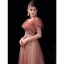 Charming Watermelon Glitter Prom Dresses 2021 A-Line / Princess V-Neck Beading Rhinestone Sequins Short Sleeve Floor-Length / Long Prom Formal Dresses
