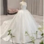 Vintage / Retro High-end Ivory Wedding Dresses 2021 Ball Gown Scoop Neck Beading Pearl Rhinestone Sleeveless Backless Royal Train Wedding