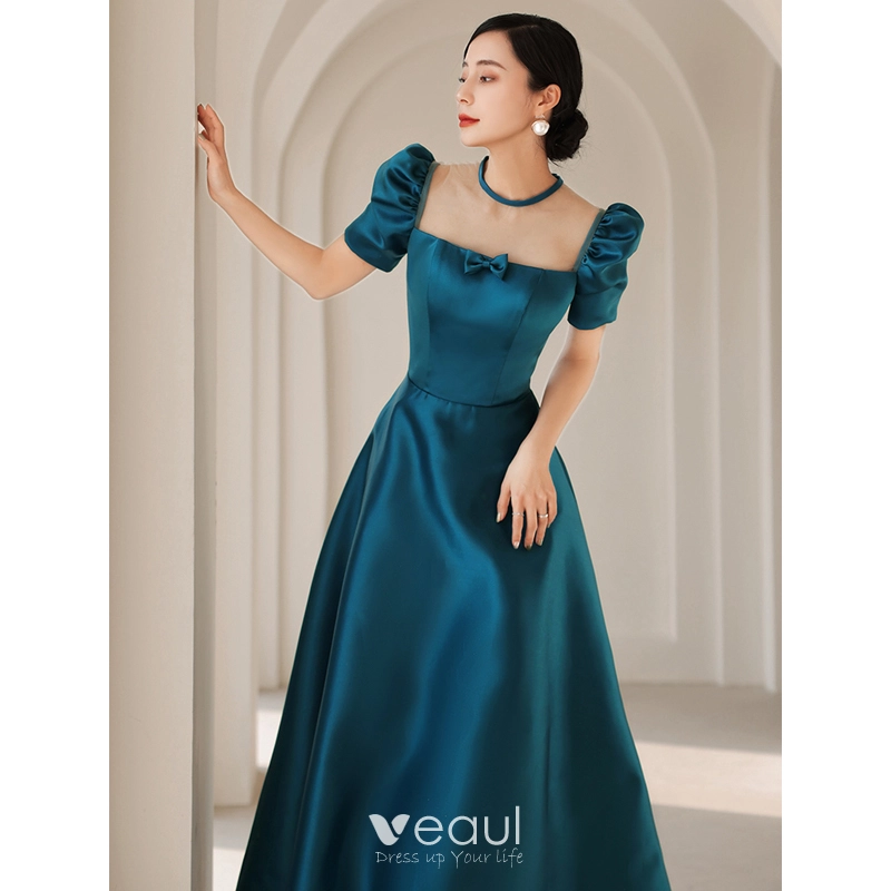 Royal blue satin dress short shop