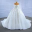 High-end White Wedding Dresses 2021 Ball Gown Off-The-Shoulder Beading Sequins Lace Flower Long Sleeve Backless Royal Train Wedding