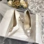 Elegant Ivory Satin Pearl Rhinestone Wedding Shoes 2021 10 cm Stiletto Heels Pointed Toe Wedding Pumps High Heels
