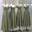 Modest / Simple Sage Green Bridesmaid Dresses 2021 A-Line / Princess Off-The-Shoulder Short Sleeve Floor-Length / Long Bridesmaid Wedding Party Dresses